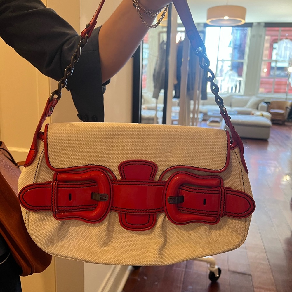 Fendi Canvas With Belt Buckle Orange and White (VINTAGE LIMITED EDITION)